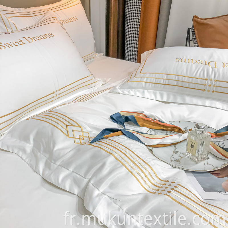 Washed Silk Embroidery Bedding Set